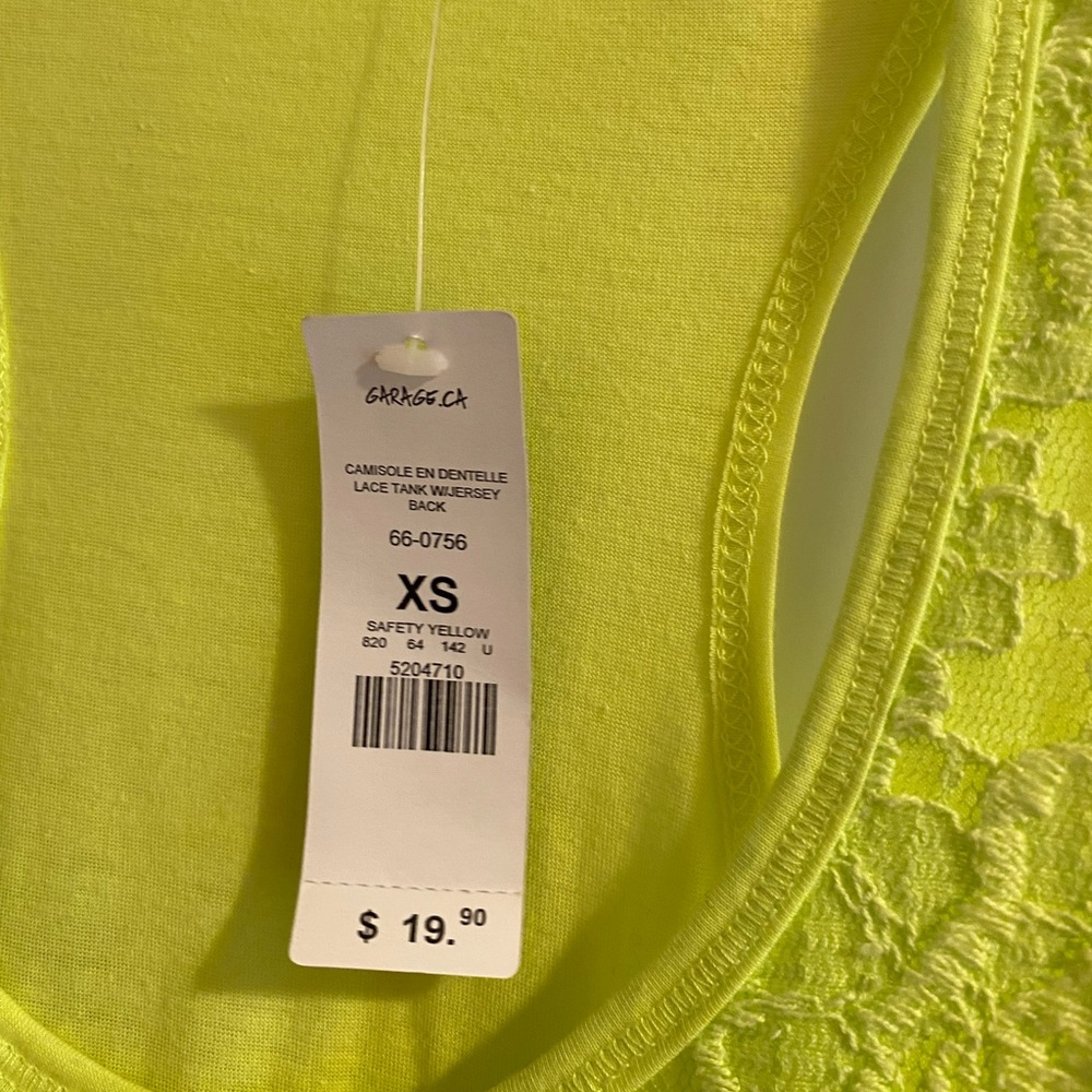Garage Neon Yellow Lace Razorback Tank - Picture 4 of 7